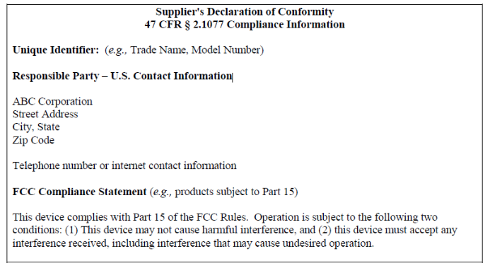  FCC SDOC简易模板